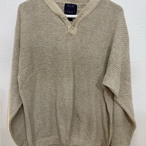 VINTAGE Old Glory Wool Blend Sweater Adult XL Heather Gray Henley Neck